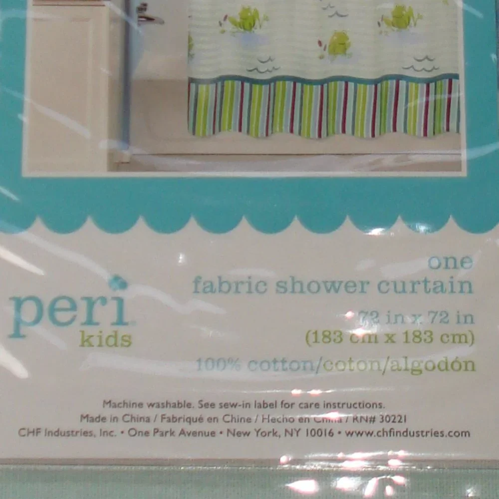 Cute Frog Shower Curtain 100% Cotton Fabric White Multi Color by Peri Kids